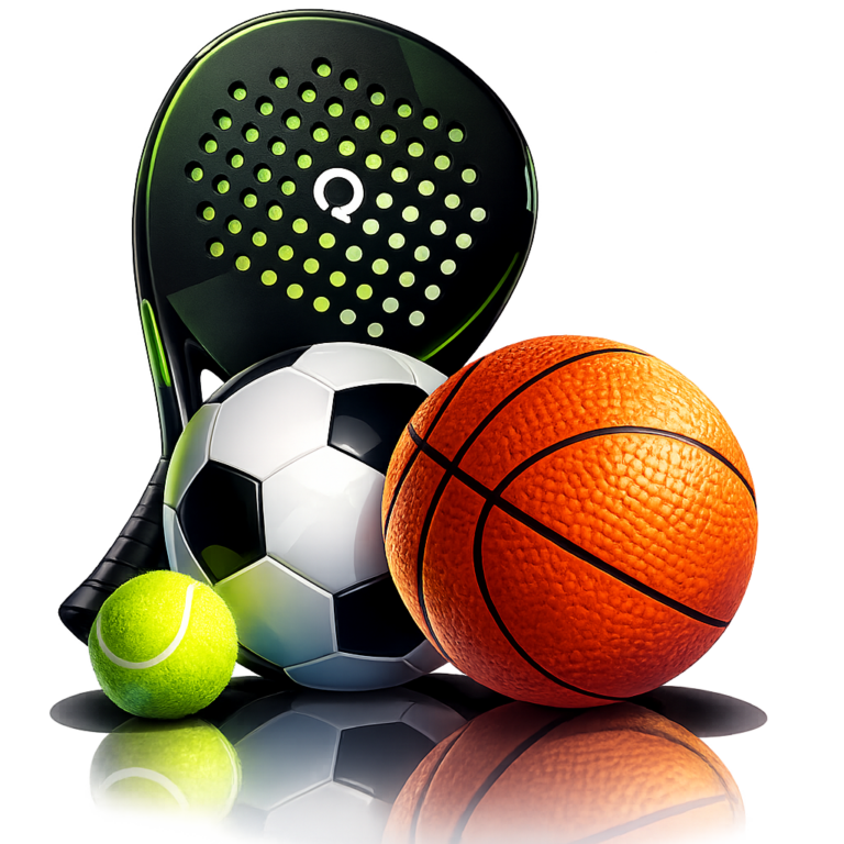 Equipos deportivos sobre superficie reflectante