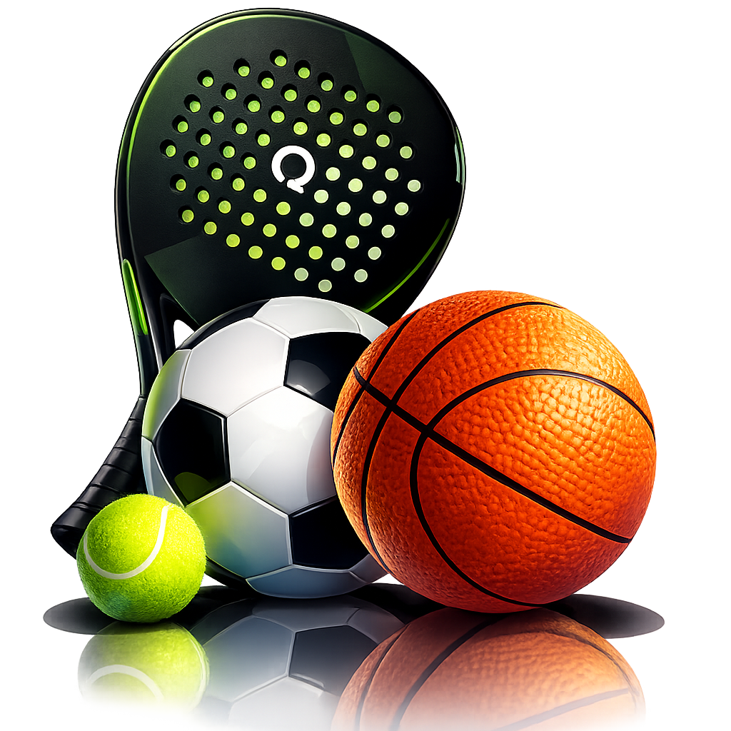 Equipos deportivos sobre superficie reflectante